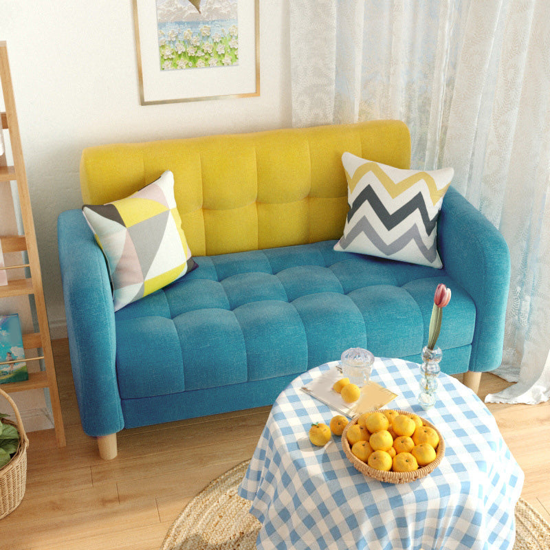 27.55" High Square Arm Sofa Chenille Sofa with Biscuit Back for Apartment