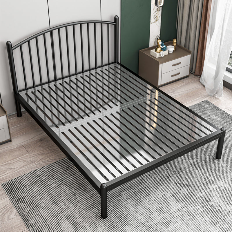 Metal Glam Slat Bed with Headboard Standard Bed with Metal Legs Full Black Half-Covered Clearhalo 'Bedroom Furniture' 'Beds' 'furn' 'furn_beds' 'Furniture' 6591620