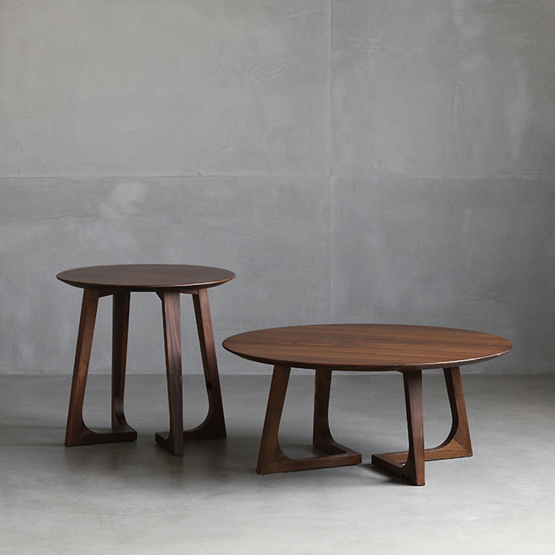 Contemporary Wooden Bunching Tables Round Medium Wood Coffee Table