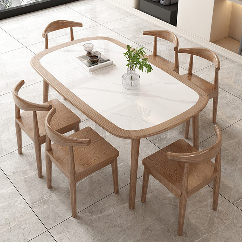 Juego de mesa rectangular de estilo moderno 1/2/5/7 Piezas de comedor con patas de madera
