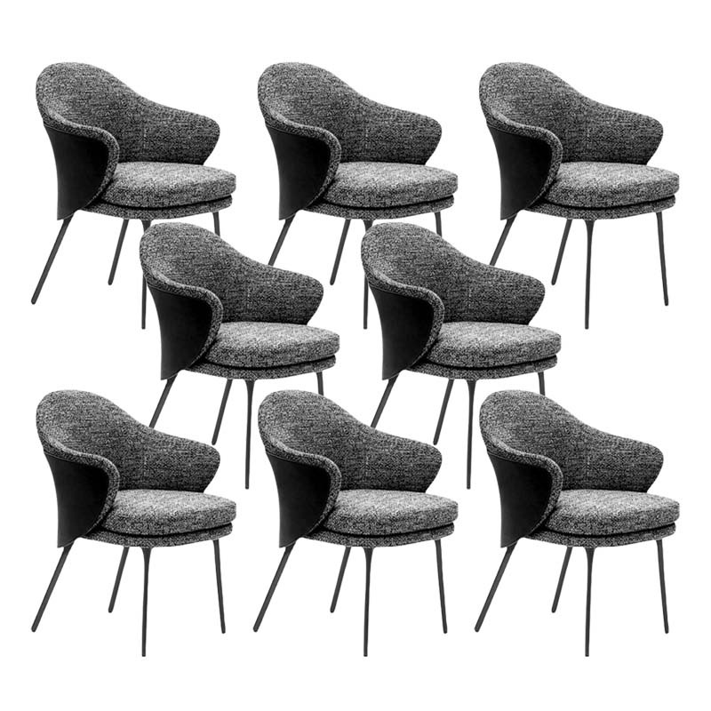 Upholstered Dining Chairs Contemporary Kitchen Dining Side Chair Dark Gray 8 Piece Set Clearhalo 'Dining Chairs' 'Dining Tables & Seating' 'dining_chair' 'furn' 'furn_dining_chair' 'Furniture' 'Kitchen & Dining Furniture' 6593911