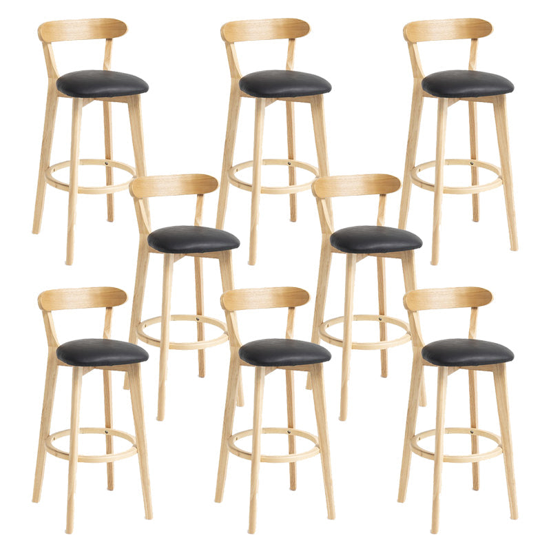 Industrial Armless Backrest Counter Stool Wood Bar Stool with Pedal for Cafe