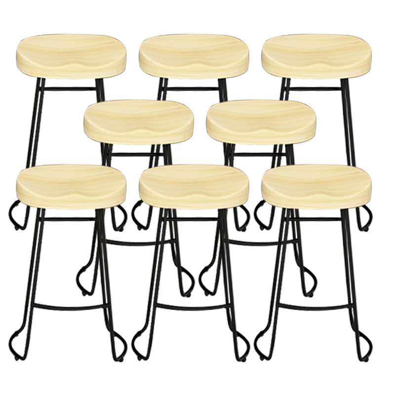 Modern Armless Backless Counter Stool Pine Wood Bar Stool with Pedal for Bar