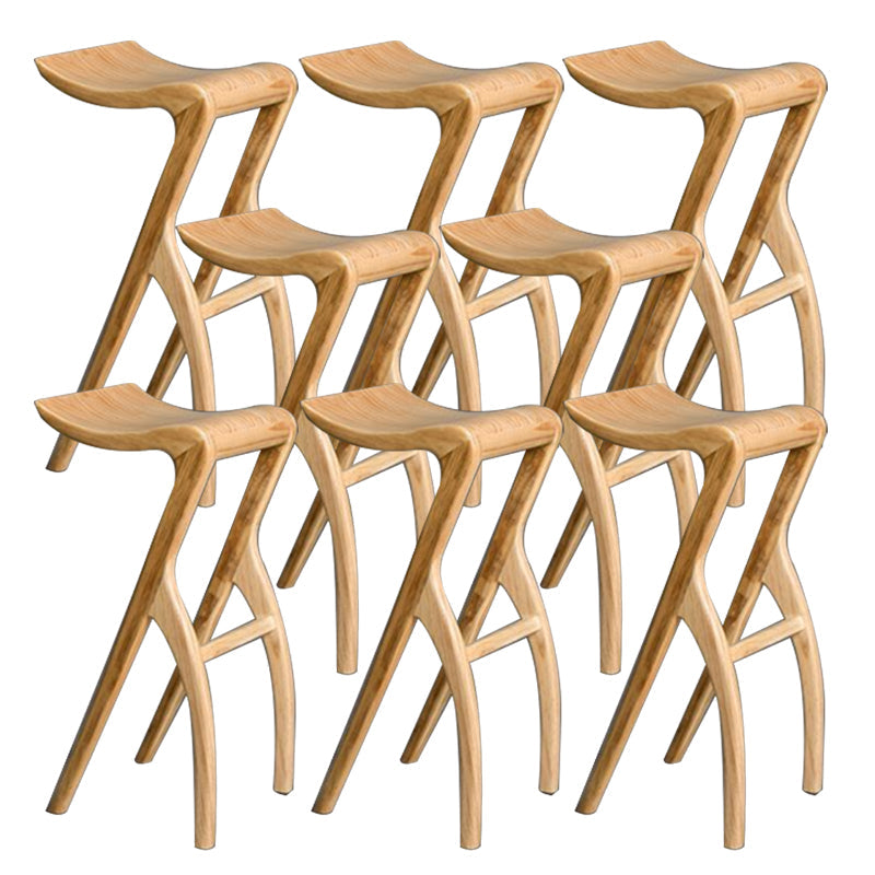 Industrial Backless Armless Counter Stool Pine Wood Bar Stool with Pedal for Bar