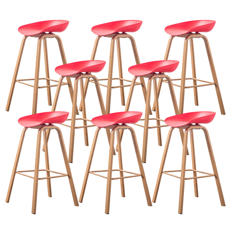 Industrial Armless Backrest Counter Stool Iron Bar Stool with Acrylic Seat for Cafe Red 8 Piece Set Clearhalo 'Bar Furniture' 'Bar Stools' 'bar_stools' 'furn' 'furn_bar_stools' 'Furniture' 'Kitchen & Dining Furniture' 6594645
