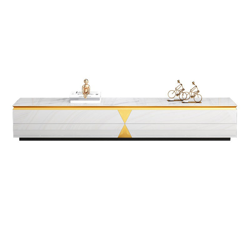 Enclosed Storage TV Media Console Glam TV Stand for Living Room White Stone Clearhalo 'furn' 'furn_tv_stands_entertainment_centers' 'Furniture' 'Living Room Furniture' 'TV Stands & Entertainment Centers' 'TV Stands & Media Storage Furniture' 'tv_stands_entertainment_centers' 6598164