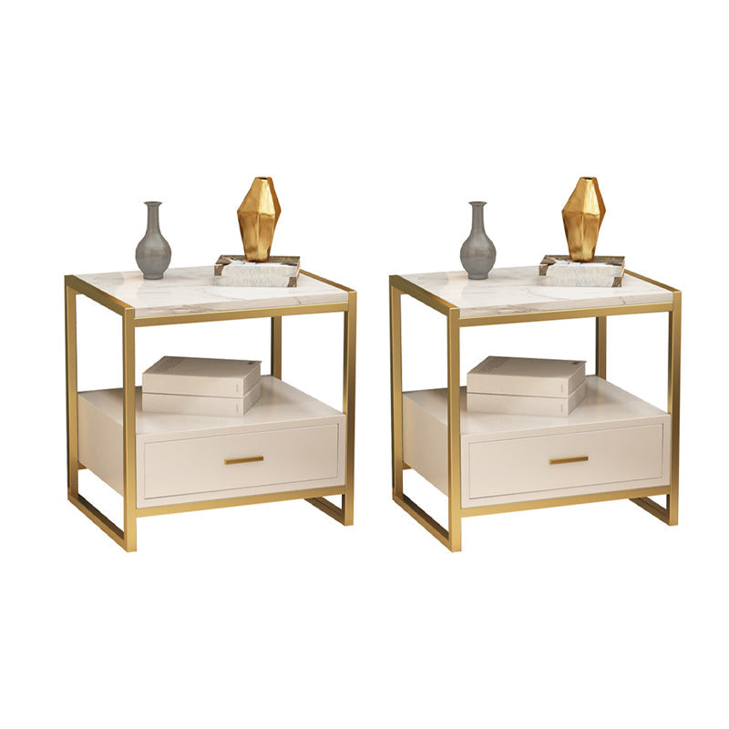 大理石のベッドナイトスタンドオープンストレージベッドサイドキャビネットの引き出し付き