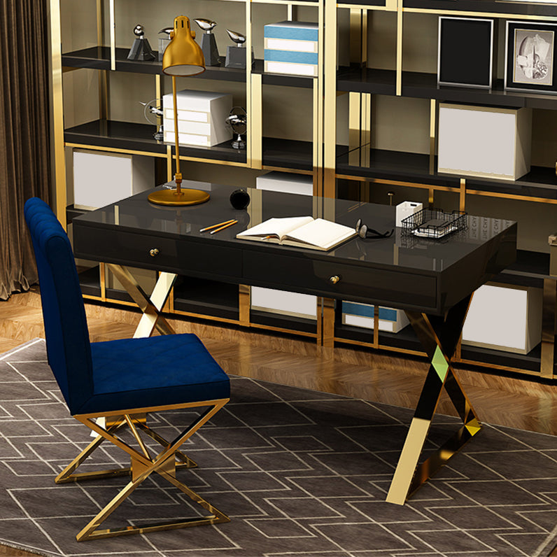 Scrivania rettangolare da scrittura rettangolare da ufficio in legno con gambe metalliche