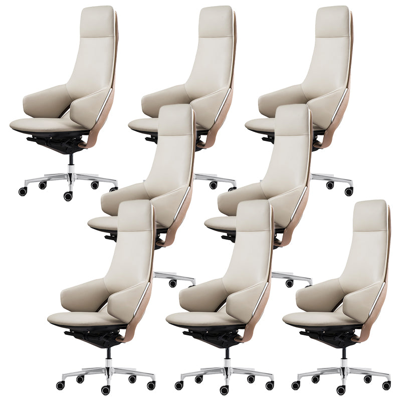 Modern Leather Managers Chair No Arm Executive Chair for Office Light Grey 8 Piece Set Clearhalo 'furn' 'furn_office_chair' 'Furniture' 'Office Chairs' 'Office Furniture' 'office_chair' 6600039