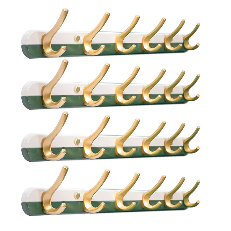 Metal and Wood Coat Hanger Modern Minimalist Home Wall Hanging Coat Rack Green 4 Piece Set 6 Clearhalo 'Entry & Mudroom Furniture' 'furn' 'furn_hall_tree_coat_racks' 'Furniture' 'Hall Trees & Coat Racks' 'hall_tree_coat_racks' 6600669