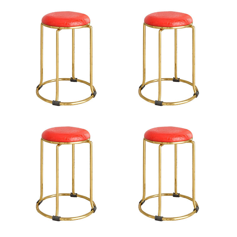 Modern Leather Standard Round Pure Color Standard for Home Decor Red 4 Piece Set Clearhalo 'furn' 'furn_ottomans_poufs' 'Furniture' 'Living Room Furniture' 'Ottomans & Poufs' 'ottomans_poufs' 6601006
