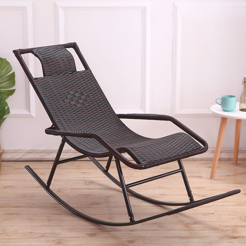 Rattan Rocking Chair Plain Water Resistant Woven Rope Modern Rocking Chair Black-Red Clearhalo 'Chairs & Seating' 'furn' 'furn_rocking_chairs' 'Furniture' 'Living Room Furniture' 'Rocking Chairs' 'rocking_chairs' 6606403