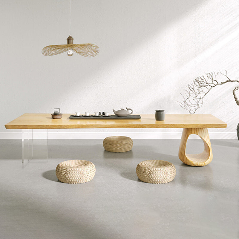 Contemporary 1 Single Coffee Cocktail Table in Pine Wood with 2 Legs