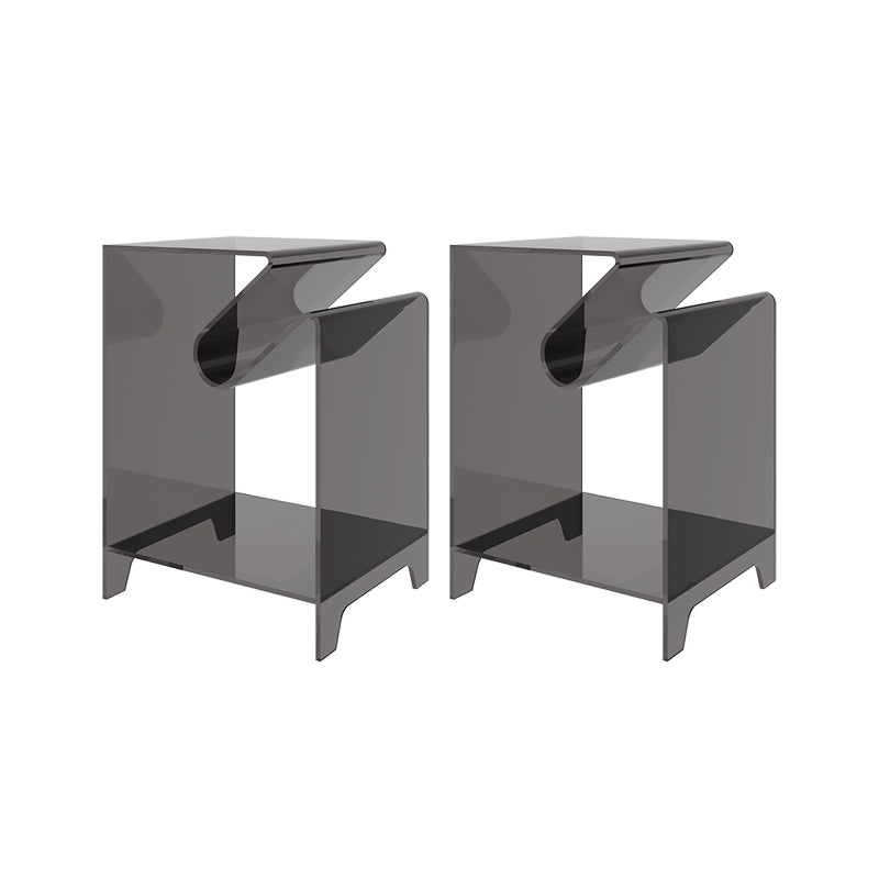 Modern Acrylic 22.04" Tall End Table Rectangular Sled Side Table Grey 2 Clearhalo 'Coffee & Accent Tables' 'End & Side Tables' 'end_side_tables' 'furn' 'furn_end_side_tables' 'Furniture' 'Living Room Furniture' 6607866