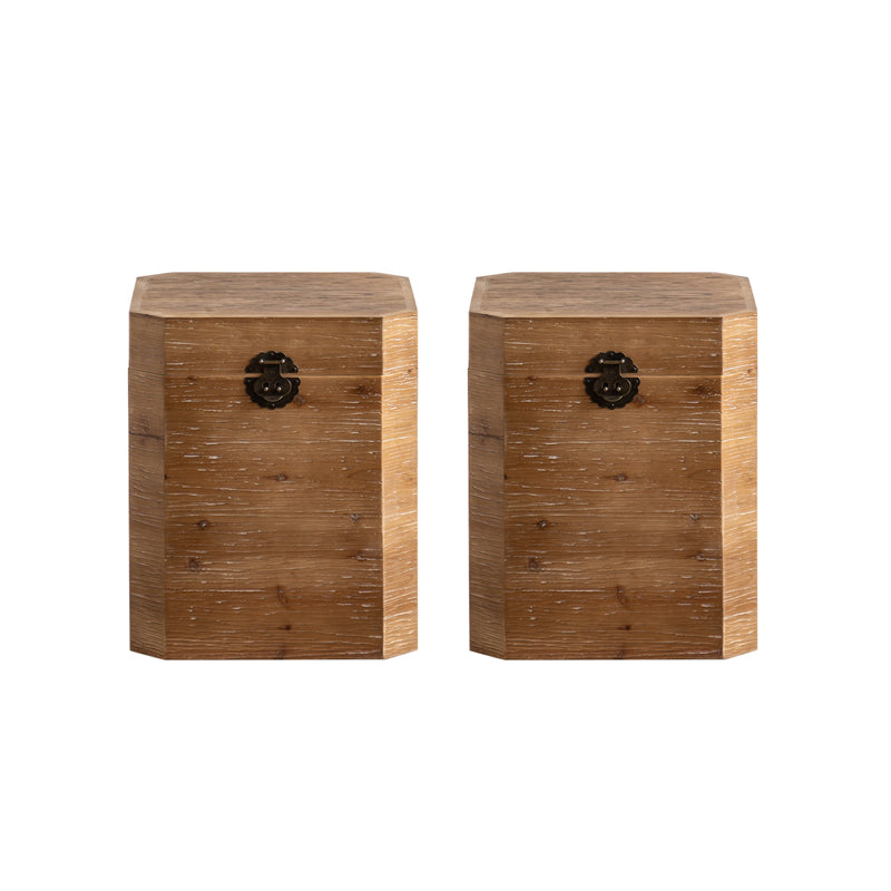 Tavolo laterale del tamburo di tamburo in legno massiccio in una finitura in difficoltà