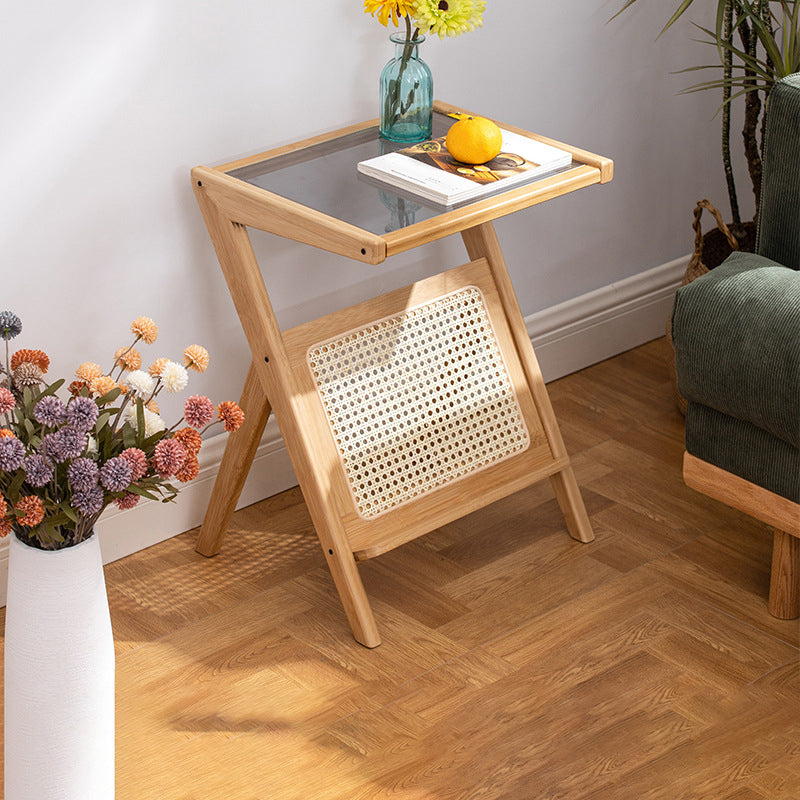 13 "breiter Beistelltischglas rechteckiger Akzent -Beistelltisch mit Lagerung