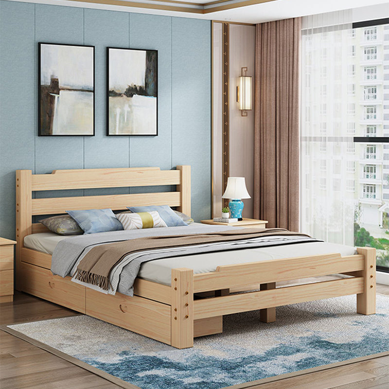 Letto in legno di pino in letto scandinavo a brone chiaro con testiera