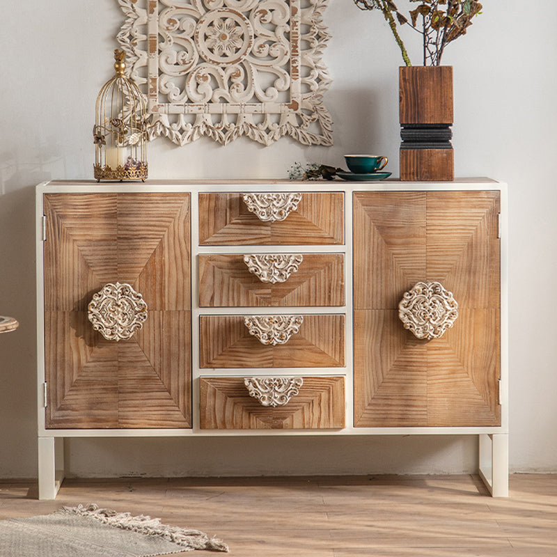 Industrial Standard Natural Accent Chest Distressed Wood Accent Cabinet 47"L x 14"W x 31"H Clearhalo 'Cabinets & Chests' 'cabinets_chests' 'furn' 'furn_cabinets_chests' 'Furniture' 'Living Room Furniture' 6608395
