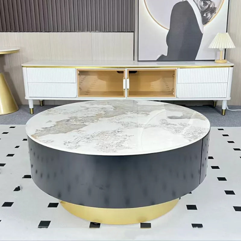 Modern Marble Side Table No Distressing End Table for Living Room Marble Clearhalo 'Coffee & Accent Tables' 'Coffee Tables' 'coffee_tables' 'furn' 'furn_coffee_tables' 'Furniture' 'Living Room Furniture' 6608812