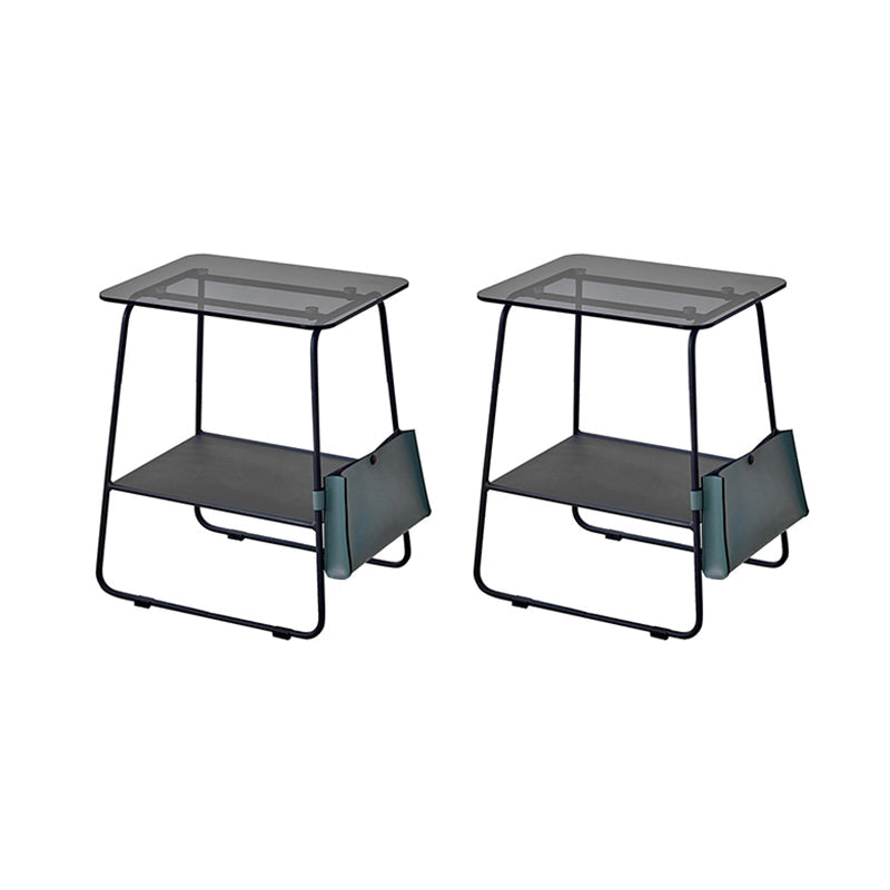 Metal Sled End Table Glass Top Side Sofa Side Accent Table with Shelf Storage Included 2 Clearhalo 'Coffee & Accent Tables' 'End & Side Tables' 'end_side_tables' 'furn' 'furn_end_side_tables' 'Furniture' 'Living Room Furniture' 6608863