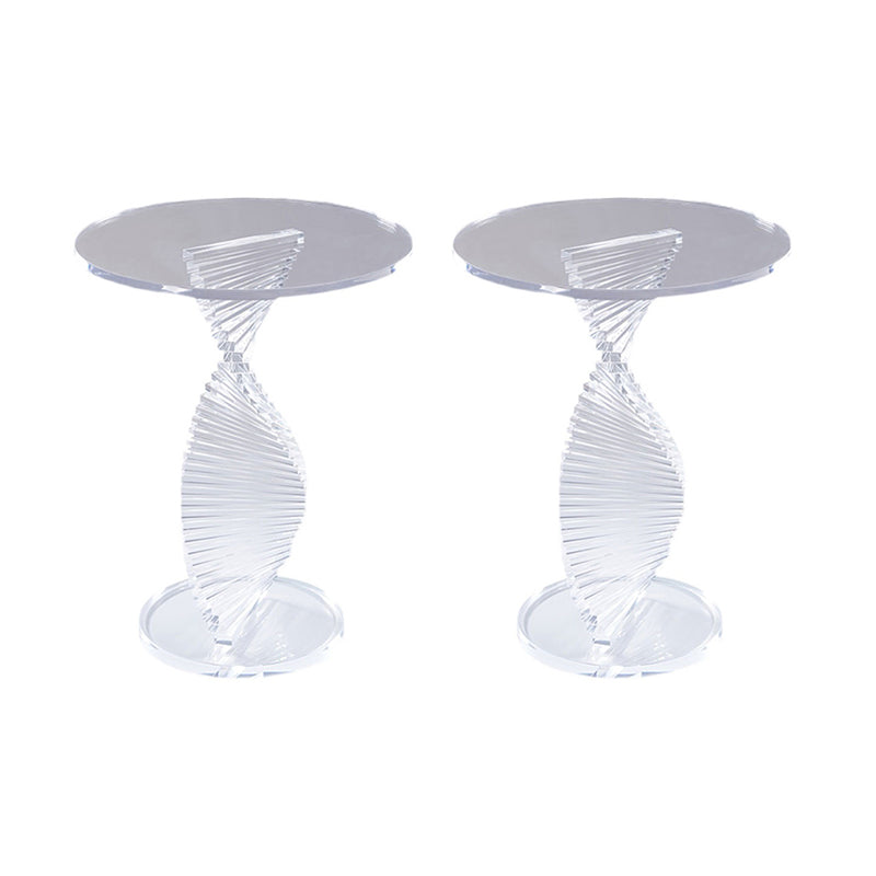 Glam Clear Round Acrylic Top Side Table 23.62" Tall Abstract Base End Table 2 Clearhalo 'Coffee & Accent Tables' 'End & Side Tables' 'end_side_tables' 'furn' 'furn_end_side_tables' 'Furniture' 'Living Room Furniture' 6608879
