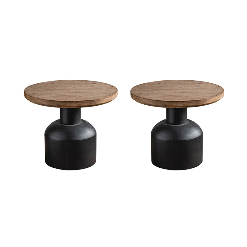 Round Pedestal Side Table French Rustic Side End Snack Table 23.6"L x 23.6"W x 20"H Black 2 Clearhalo 'Coffee & Accent Tables' 'End & Side Tables' 'end_side_tables' 'furn' 'furn_end_side_tables' 'Furniture' 'Living Room Furniture' 6609318