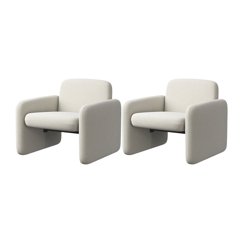 Mid-century Modern Accent Armchair Solid Color Fixed Back Armchair Off-White Wool Blend 2 Piece Set Clearhalo 'Accent Chairs' 'accent_chairs' 'Chairs & Seating' 'furn' 'furn_accent_chairs' 'Furniture' 'Living Room Furniture' 6609529