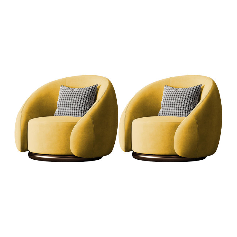 Contemporary Solid Color Arm Chair Living Room Swivel Barrel Chair Yellow Velvet 2 Piece Set Clearhalo 'Accent Chairs' 'accent_chairs' 'Chairs & Seating' 'furn' 'furn_accent_chairs' 'Furniture' 'Living Room Furniture' 6609561