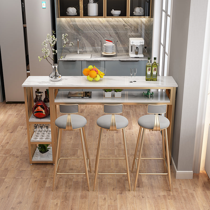 Modern Style Wood Bar Stool Table Rectangle Bar Table for Cafe 63"L x 15.7"W x 41.3"H White-Gold Without Chairs Clearhalo 'Bar Furniture' 'Bar Tables' 'bar_tables' 'furn' 'furn_bar_tables' 'Furniture' 'Kitchen & Dining Furniture' 6610578