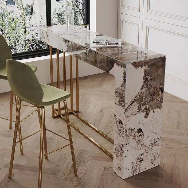 Sintered Stone Bistro Bar Table Modern Trestle Bar Table for Kitchen