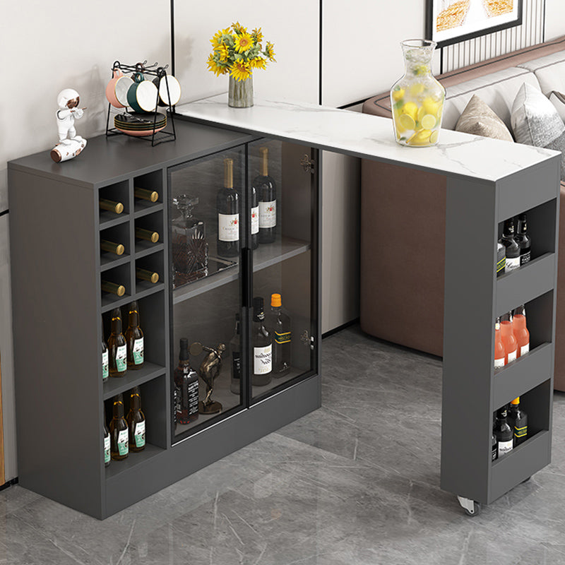 Rectangle Counter Height Table Modern Bar Dining Table with Shelves Grey Without Chairs Clearhalo 'Bar Furniture' 'Bar Tables' 'bar_tables' 'furn' 'furn_bar_tables' 'Furniture' 'Kitchen & Dining Furniture' 6610759