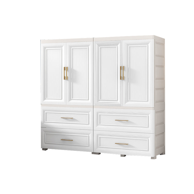 Contemporary White Storage Cabinet Bedroom Plastic Cabinet with Drawers 45"L x 14"W x 43"H 4 Clearhalo 'Armoires & Wardrobes' 'armoires_wardrobes' 'Bedroom Furniture' 'furn' 'furn_armoires_wardrobes' 'Furniture' 6611789