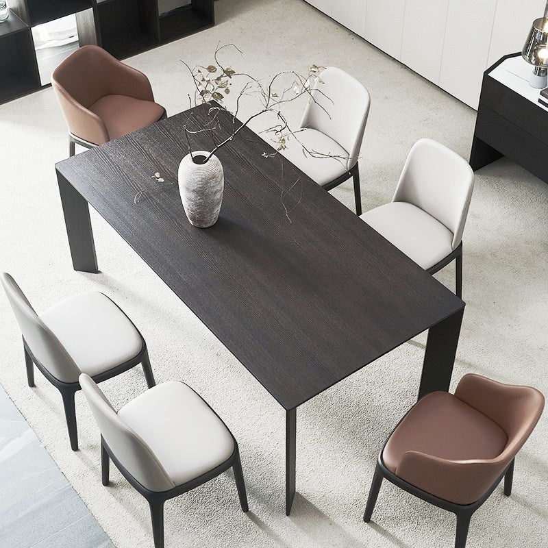 Industrial 1/2/5/7 Pieces Furniture Solid Wood Rectangle Dining Chairs Set in Black 7 Pieces: Table, 6 Chairs Clearhalo 'Dining Room Sets' 'Dining Tables & Seating' 'dining_room_set' 'furn' 'furn_dining_room_set' 'Furniture' 'Kitchen & Dining Furniture' 6612619