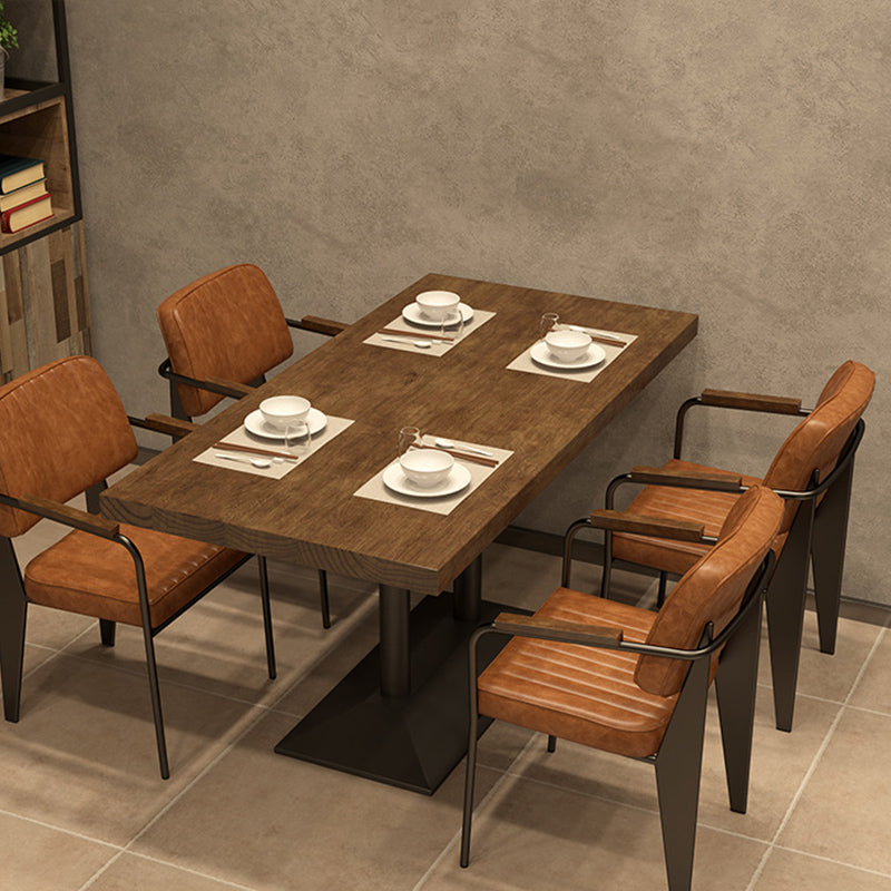 Industrial 1/2/5 Pieces Furniture Solid Wood Rectangle Dining Room Furniture Set in Brown