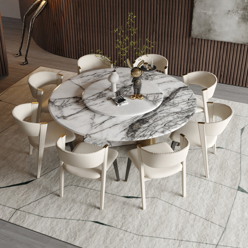 Round Dining Table Set 1/7/9 Pcs Marble Dining Table and Chair Chairs