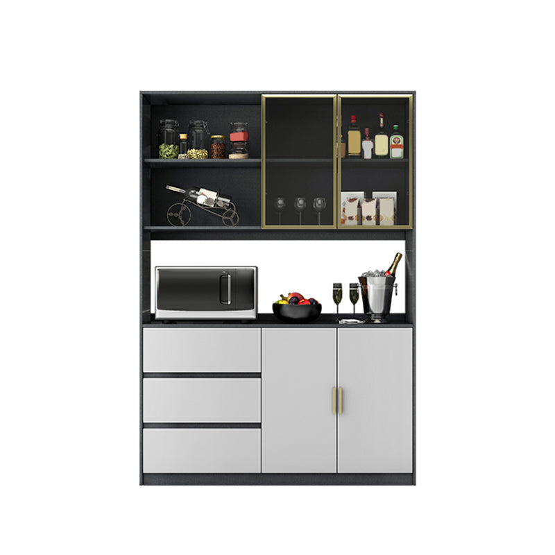 Porte di vetro contemporanee da pranzo Hutch Wood Hutch Buffet con porte