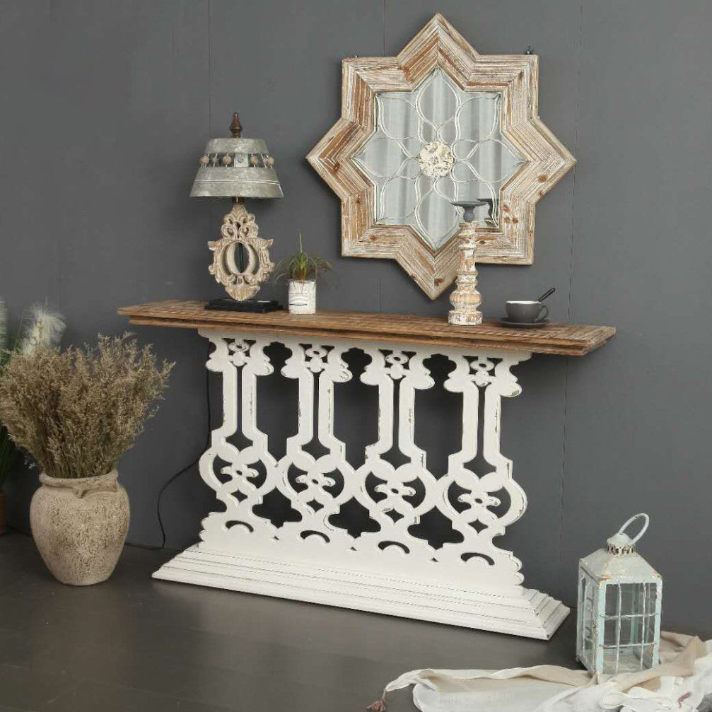 Tavolo da accento in legno di campagna francese tavolo di divano console rettangolare per sala