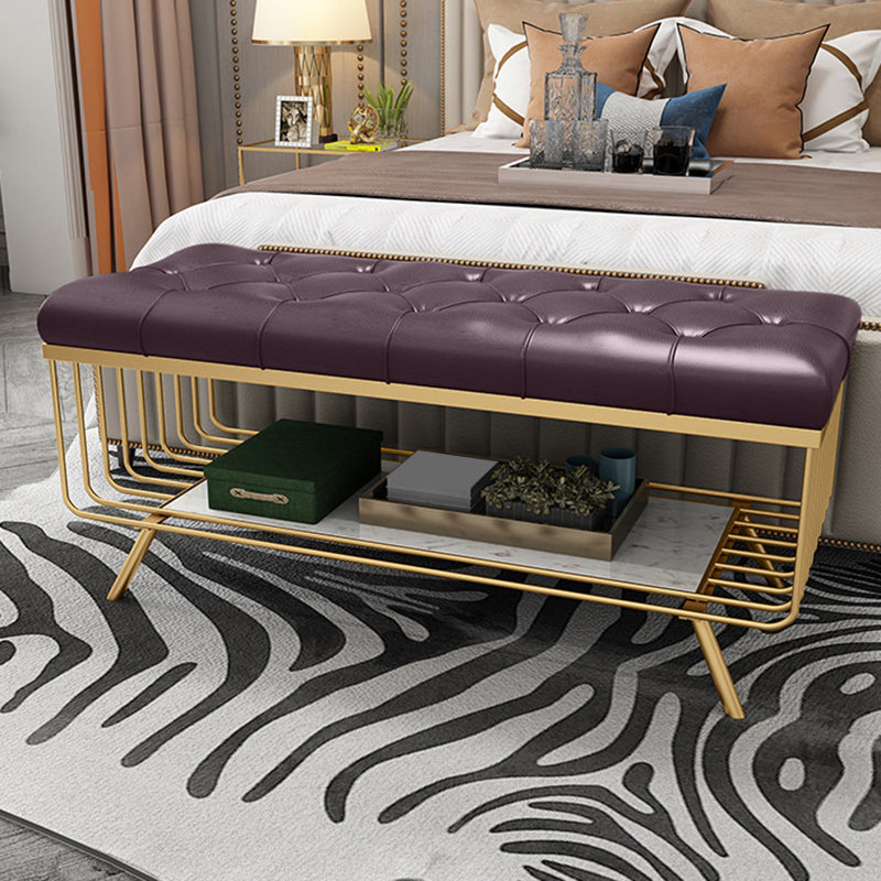 Glam 14" W Seating Bench Cushioned Solid Color Entryway and Bedroom Bench Dark Coffee Clearhalo 'Benches' 'Chairs & Seating' 'furn' 'furn_benches' 'Furniture' 'Living Room Furniture' 6619510