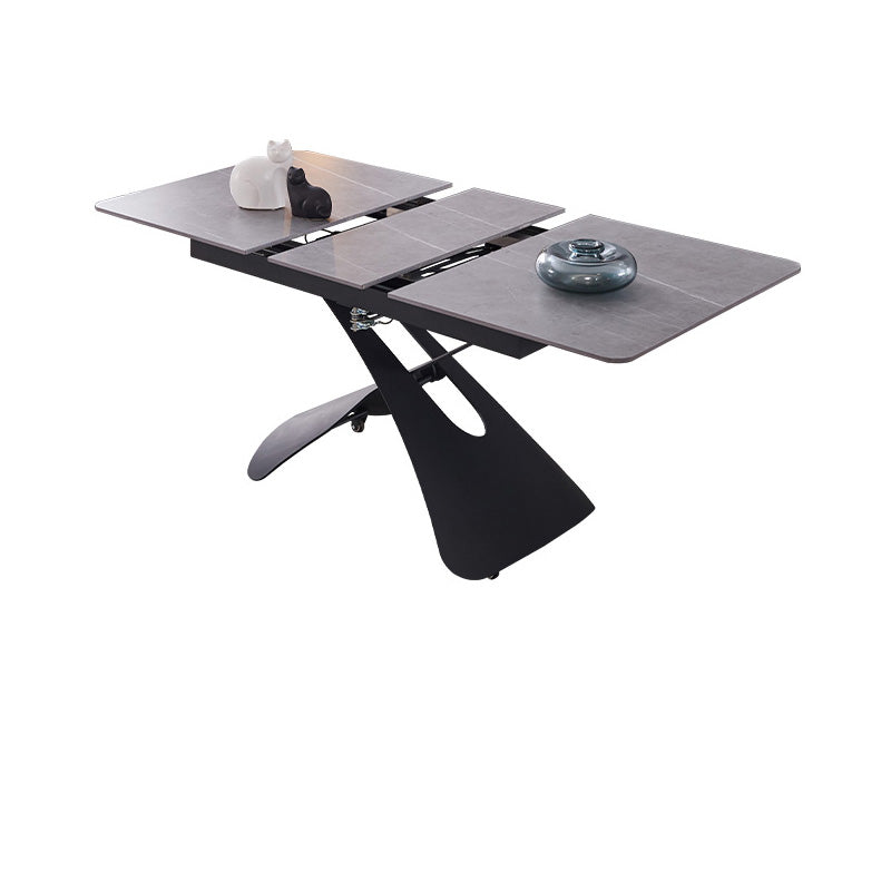 Kruispoten rechthoekige leisteen salontafel met verstelbare hoogte