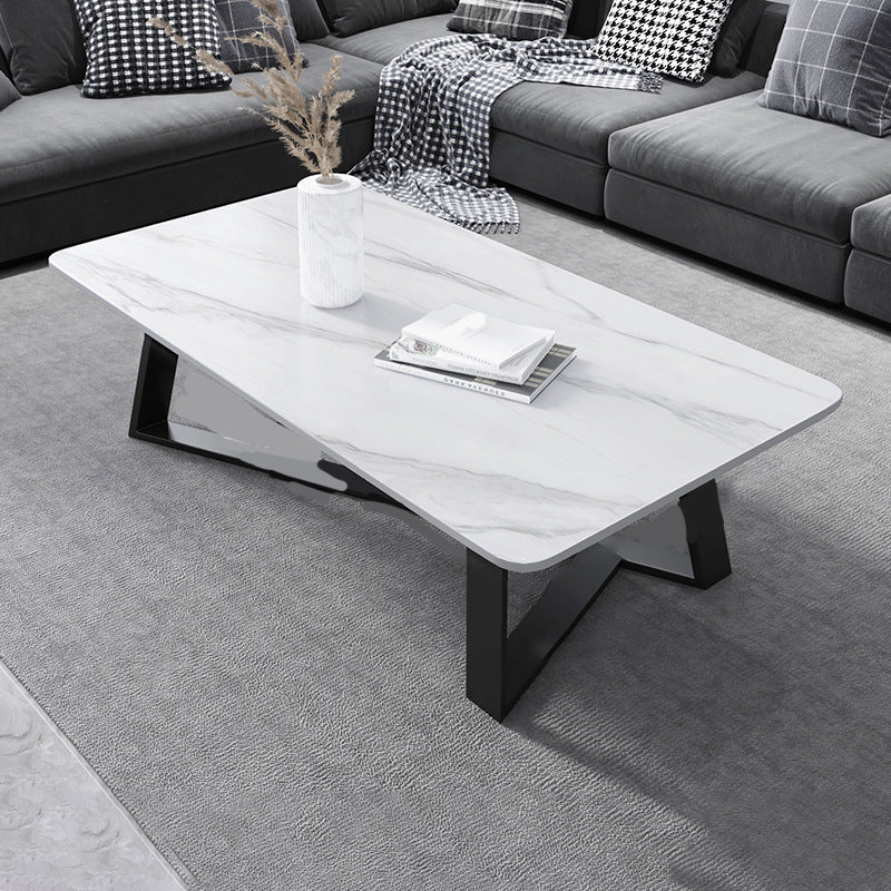 17"H Contemporary Coffee Table Single Slate Coffee Cocktail Table White Clearhalo 'Coffee & Accent Tables' 'Coffee Tables' 'coffee_tables' 'furn' 'furn_coffee_tables' 'Furniture' 'Living Room Furniture' 6620456