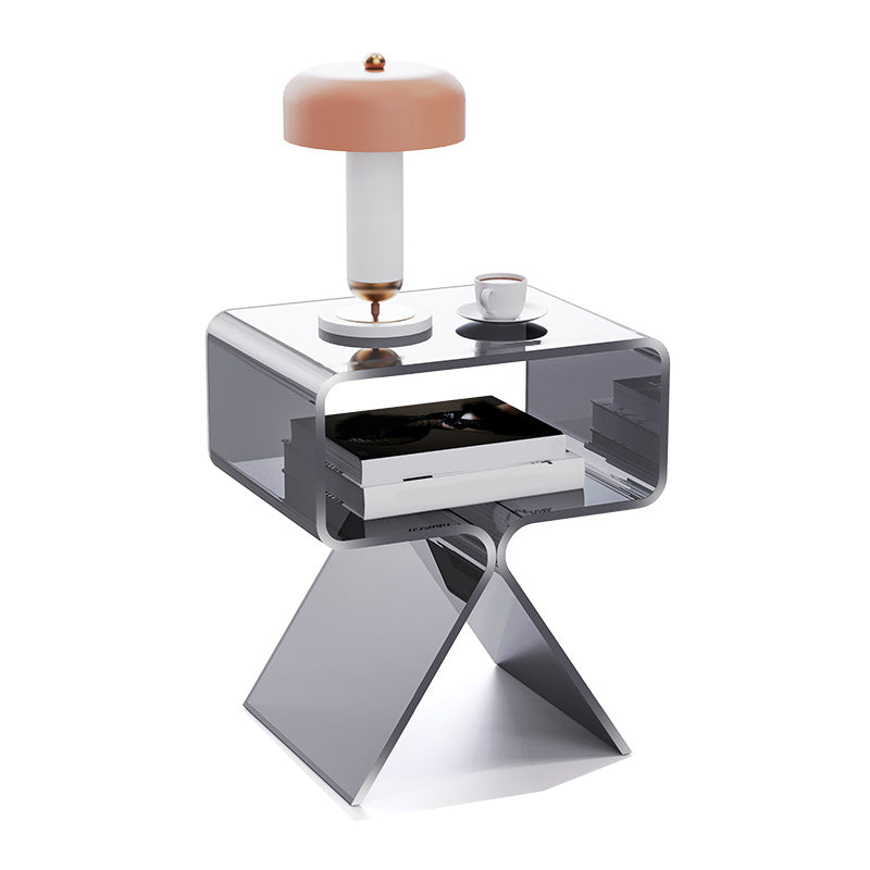 11" Wide Glam Side Table Acrylic Accent Side Table for Bedroom Black Clear Clearhalo 'Coffee & Accent Tables' 'End & Side Tables' 'end_side_tables' 'furn' 'furn_end_side_tables' 'Furniture' 'Living Room Furniture' 6620618