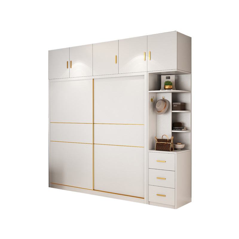 White Engineered Wood Wardrobe Cabinet Contemporary Wardrobe Armoire