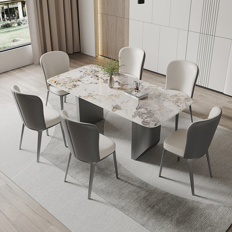 Contemporary Dining Set 1/5/7 Pcs Sintered Stone Dining Table with Upholstered Chairs Dining Room Sets 6 Piece Set Clearhalo 'Dining Room Sets' 'Dining Tables & Seating' 'dining_room_set' 'furn' 'furn_dining_room_set' 'Furniture' 'Kitchen & Dining Furniture' 6630044
