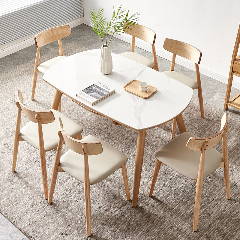 Moderne 1/4/5/7 Pièces meubles Table à manger ronde en pierre Ensemble en blanc