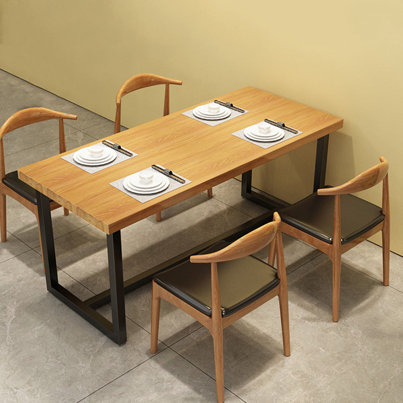 Industrial Dining Set 1/5 Pcs Solid Wood Top Dining Table and Armless Chairs 5 Pieces: Table, 4 Brown Chairs Clearhalo 'Dining Room Sets' 'Dining Tables & Seating' 'dining_room_set' 'furn' 'furn_dining_room_set' 'Furniture' 'Kitchen & Dining Furniture' 6630196