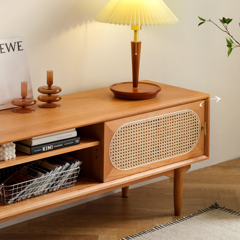 スカンジナビアのテレビメディアスタンドリビングルーム用のソリッドウッドテレビコンソール