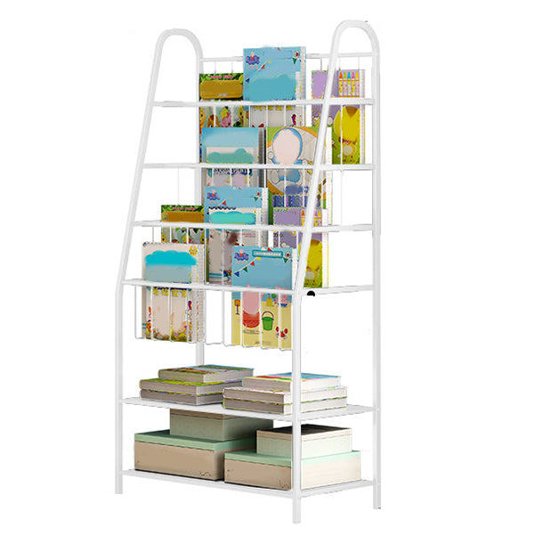 Scandinavian Ladder Bookcase Metal Open Back Bookshelf with Shelves White Clearhalo 'Bookcases' 'furn' 'furn_bookcases' 'Furniture' 'Office Furniture' 6633021