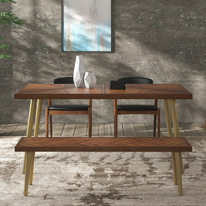 Mesa de comedor rectangular de lujo Mesa de comedor de madera maciza con patas de hierro