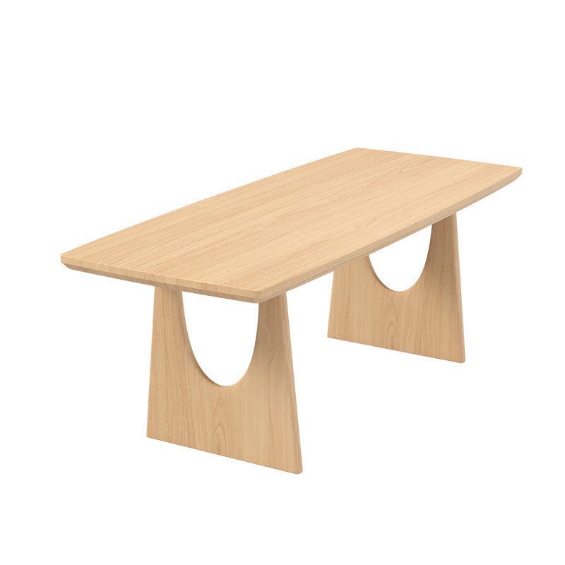 Eigentijdse massief houten top eettafel licht houten afwerking dinette tafel