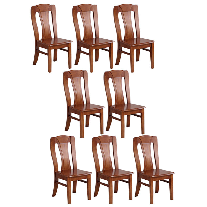Rubber Wood Kitchen Dining Side Chair Contemporary Slat Back Side Chair Walnut 8 Piece Set Clearhalo 'Dining Chairs' 'Dining Tables & Seating' 'dining_chair' 'furn' 'furn_dining_chair' 'Furniture' 'Kitchen & Dining Furniture' 6634119